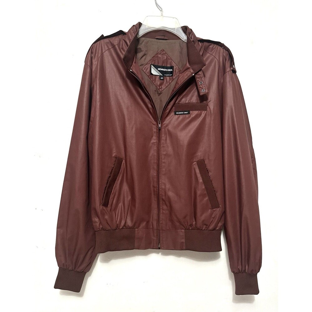 Members Only Maroon Burgundy Bomber Zip Jacket Lightweight Retro Men’s Size 42